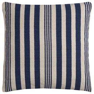 Rizzy Home Blue/ Ivory Vertical Stripe Heavy Cotton Canvas Decorative Throw Pillow