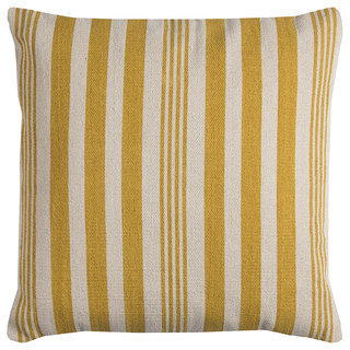 Rizzy Home Yellow/ Ivory Vertical Stripe Heavy Cotton Canvas Decorative Throw Pillow