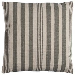 Rizzy Home Grey/ Ivory Vertical Stripe Heavy Cotton Canvas Decorative Throw Pillow