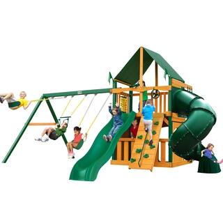Gorilla Playsets Mountaineer Clubhouse w/ Timber Shield and Sunbrella Canvas Forest Green Canopy