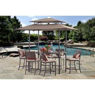 Sunjoy Brandy High Steel and Woven Resin Dining Set with Canopy