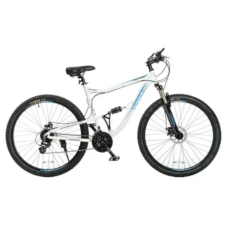 Titan Alpha White with Blue Decals Alloy-frame Front-suspension,21.5-inch Frame 24-speeds Mountain Bike