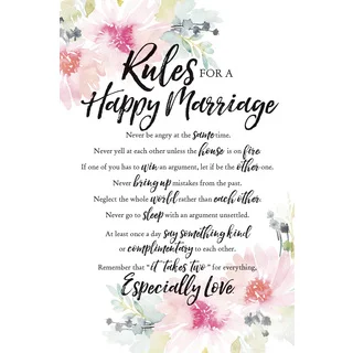 Woodland Grace Series Rules For A Happy Marriage Wood Plaque
