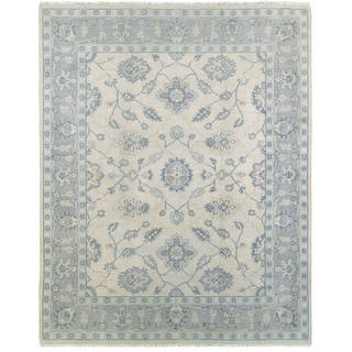 L and R Home Kareena Beige and Blue Indoor Area Rug (9' x 12')