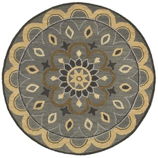 L and R Home Dazzle Grey Wool Round Indoor Area Rug - 4' x 4'