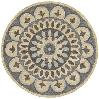 L and R Home Dazzle Grey Wool Round Indoor Area Rug - 6' x 6'