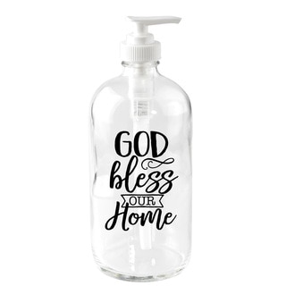 'God Bless Our Home' 16-ounce Glass Soap Dispenser
