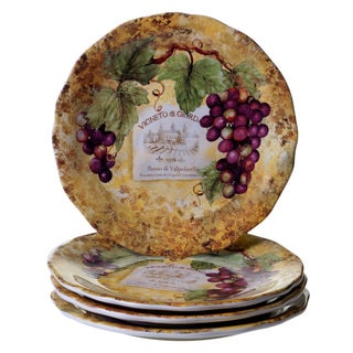 Certified International Gilded Wine Ceramic 10.75-inch Dinner Plates (Set of 4)