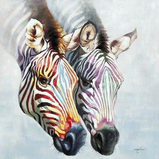 'Zebras in Color' Original Hand-painted Wall Art