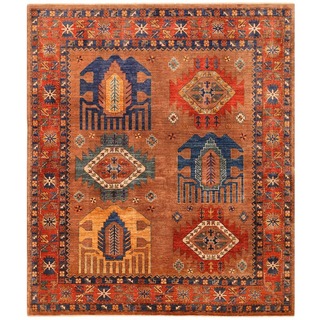 Herat Oriental Afghan Hand-knotted Vegetable Dye Turkoman Wool Rug (6'7 x 7'8)