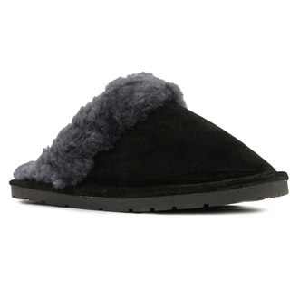 Lamo Ladies' Black Suede, Sheepskin, and Rubber Scuff with Hard Sole