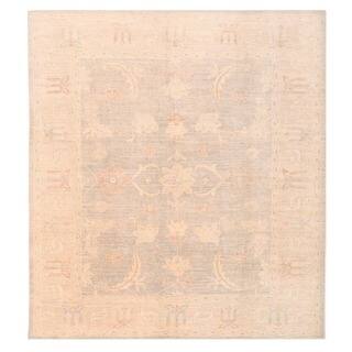 Herat Oriental Afghan Hand-knotted Vegetable Dye White Wash Oushak Wool Rug (8'5 x 9'3)
