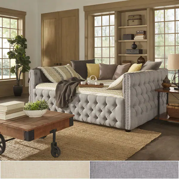 Knightsbridge Queen Tufted Nailhead Chesterfield Daybed (w/ OR w/o Trundle) by iNSPIRE Q Artisan