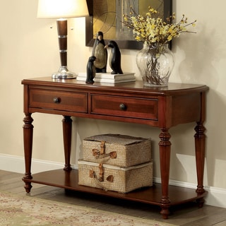 Furniture of America Remmy Classic 2-drawer Turned Walnut Sofa Table