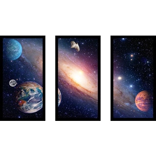 "Solar System 1" Framed Plexiglass Wall Art Set of 3