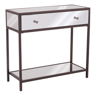 Contemporary Glam Mirrored Marquis Entryway Console Table