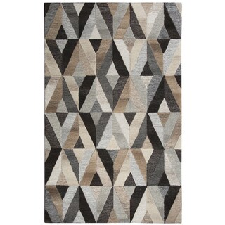 Hand-tufted Suffolk Grey Geometric Wool Area Rug (8' x 10')