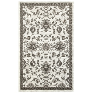L and R Home Adana White and Brown Olefin Indoor Accent Rug (1'10 x 3'1)