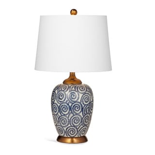 Lawton 24-inch White and Blue Ceramic Table Lamp