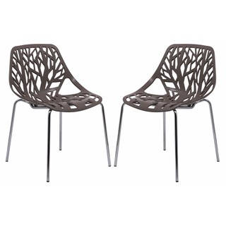 LeisureMod Modern Asbury Dining Chair with Chromed Legs (Set of 2)