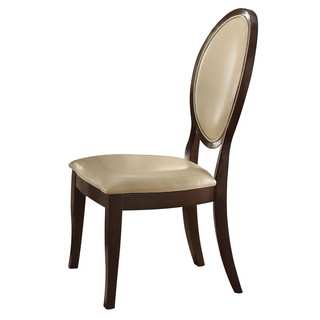 Acme Furniture Balint Cherry Wood Side Chair with Cream PU Seat (Set of 2)