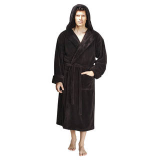 Men's Hooded Fleece Bathrobe Turkish Soft Plush Robe