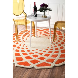 nuLOOM Handmade Abstract Orange Round Rug (4' Round)