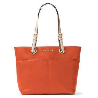 Michael Kors Bedford Orange Top Zip Pocket Handbag Tote Bag