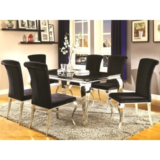 Cabriole Design Stainless Steel with Black Tempered Glass Dining Set