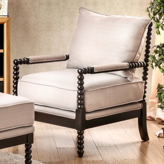 Furniture of America Cenner Contemporary Beige Linen Espresso Accent Chair
