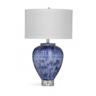 Reena 27-inch White/Blue Ceramic Table Lamp