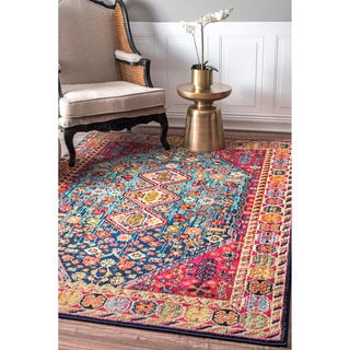 nuLOOM Distressed Traditional Flower Persian Multi Rug (5'3 x 7'7)