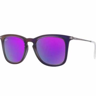 Ray Ban Square Mirrored Unisex RB4221 Gunmetal Frames Violet Lenses Sunglasses