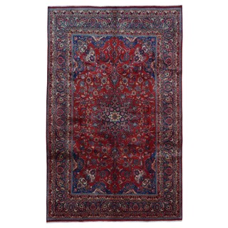 FineRugCollection semi-antique Handmade Kashan Blue Wool Oriental Rug (6'3 x 9'10)