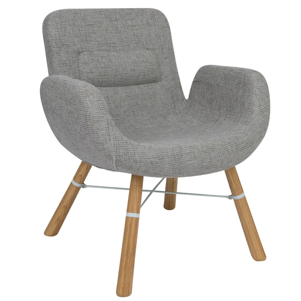LeisureMod Millwood Grey Modern Accent Chair w/ Wooden Dowel Legs