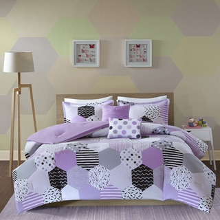 Urban Habitat Kids Evie Purple Cotton Printed 5-piece Comforter Set