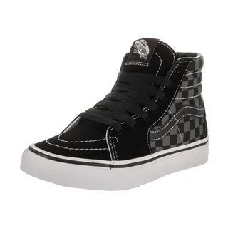 Vans Kids Sk8-Hi (Checkerboard) Black Suede Skate Shoes