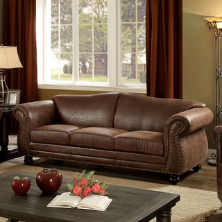 Furniture of America Davids Traditional Nailhead Brown Fabric-like Sofa