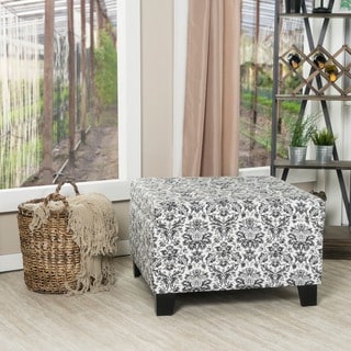 Somette Troy Black and Ivory Tufted Storage Ottoman