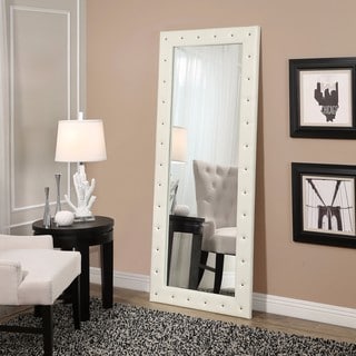 Abbyson Kenzie White Leather Floor Mirror