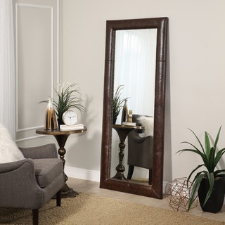 Abbyson Montclair Brown Leather Floor Mirror