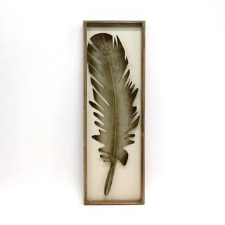 'Silver-colored Metallic Feather' Framed Wall Art