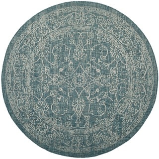 Safavieh Indoor/ Outdoor Courtyard Turquoise Rug (7' Round)