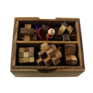 Set of 6 Wood Puzzles, 'Mini Puzzles' (Thailand)