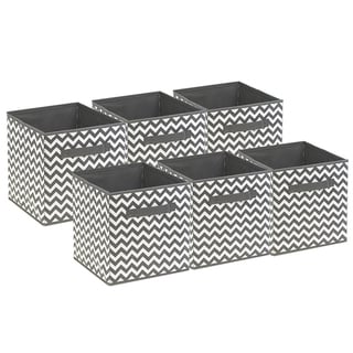 Foldable Storage Cube Basket Bin, 6 Pack, Gray Pattern
