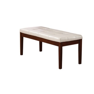 Acme Furniture Britney White Faux Leather Walnut Bench