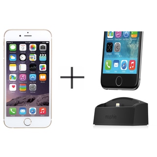 iPhone 6 64GB Unlocked GSM 4G LTE Dual-Core Phone - Gold (Refurbished) + Mophie 2690 Desktop Dock for iPhone (Black)