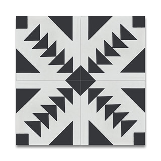 Tadla Black and White 8 x 8-inch Handmade Cement Moroccan Tiles (Case of 12) (Morocco)