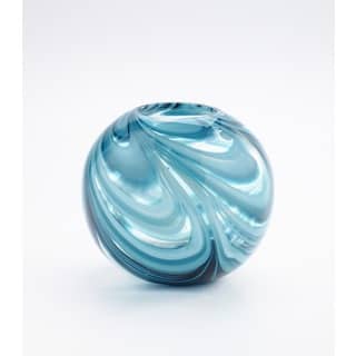 Blue and White Glass Round Swirl Vase