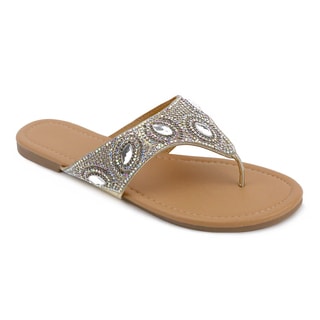 Olivia Miller 'Yulia' Multi-rhinestone Slip-on Flip-flop Thong Sandals